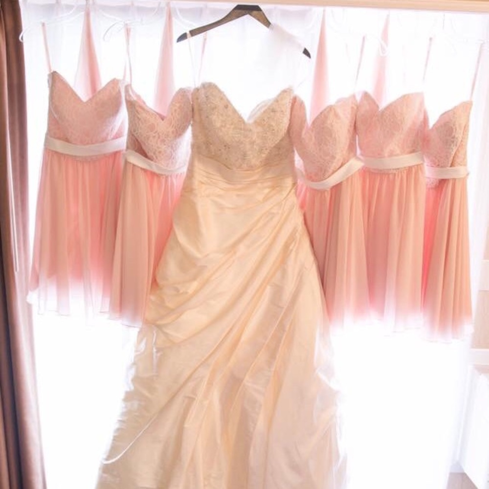 Mori Lee by Madeline Gardner blush/white dress